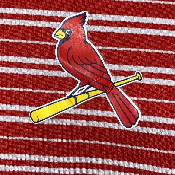 Genuine MLB Merch CARDINALS TX3 Red  White Striped Polo Shirt Size Large clean - Picture 4 of 11